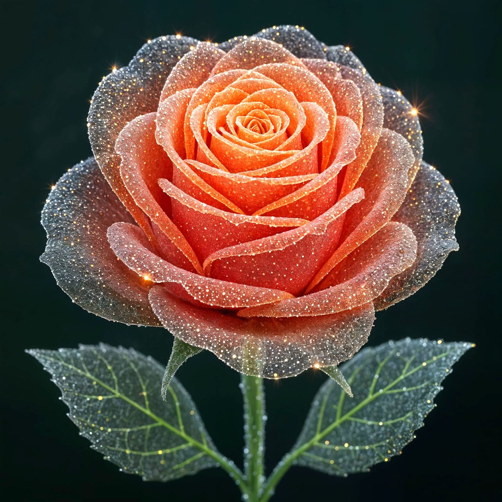 Glowing Spider Silk Rose Sparkling with Dew