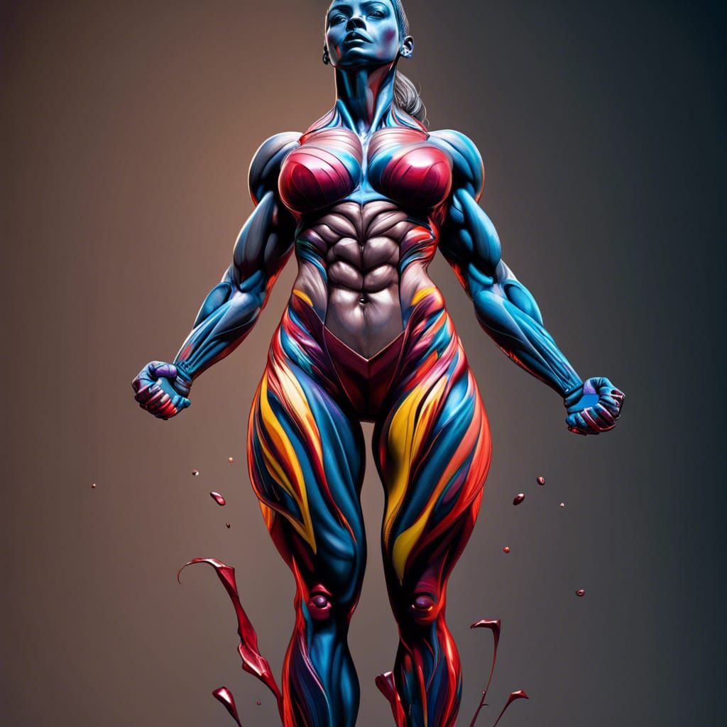 Female Bodybuilder Flexing Vascular Muscles: Hyperrealistic ...