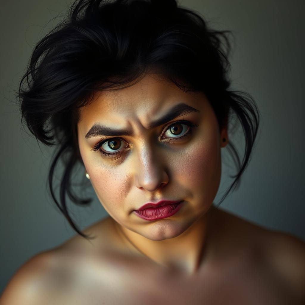 close portrait of a slighty plump tunisian woman in her twen...