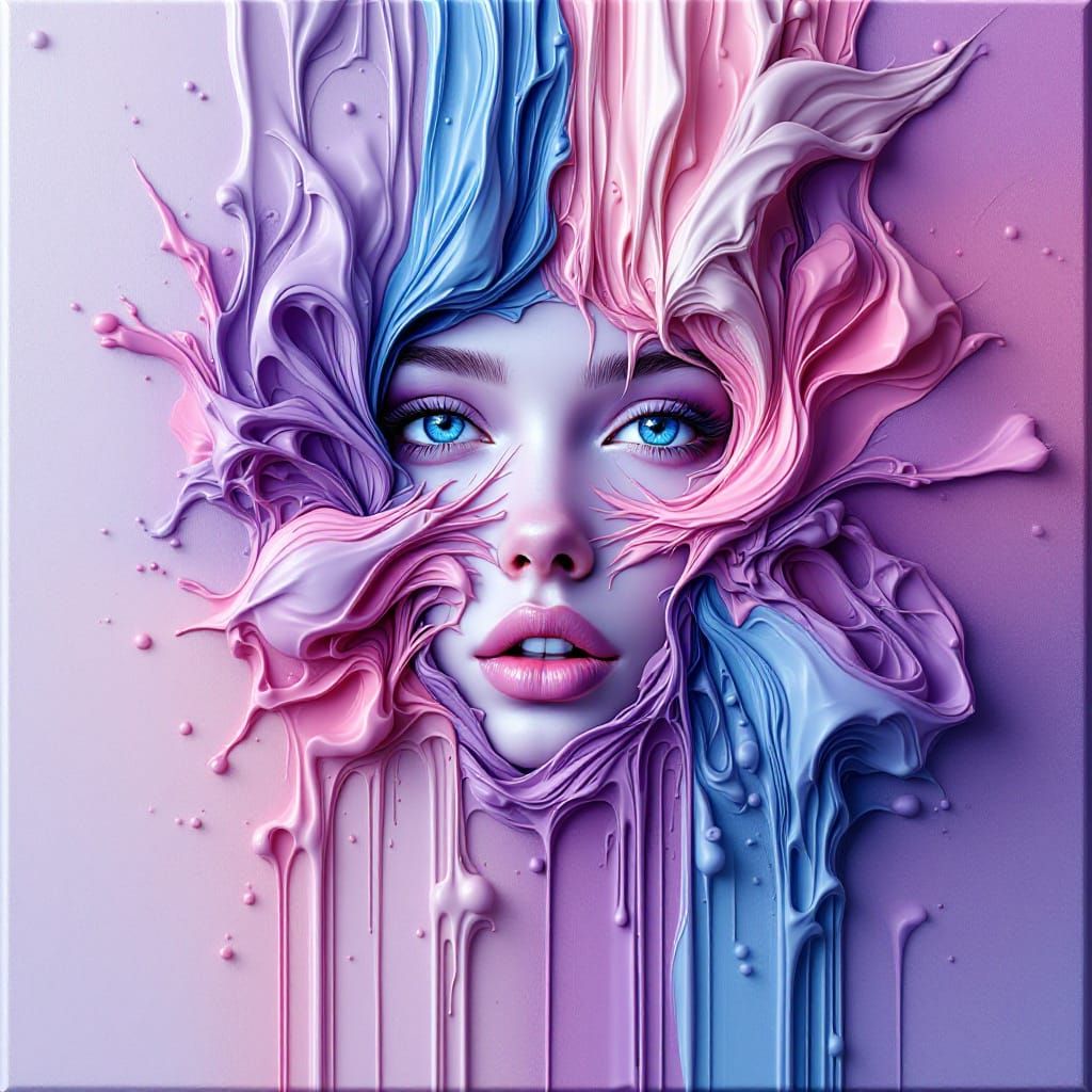 Abstract Face Emerging From Colorful Paint Flow
