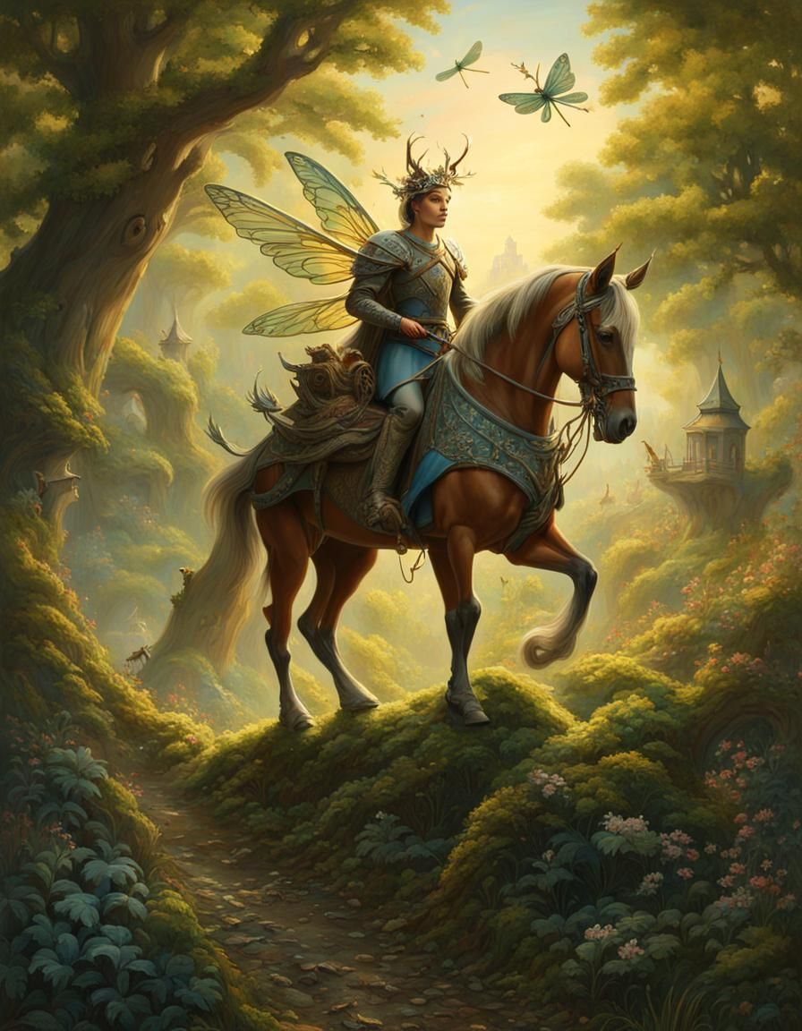 Fairy Chariot Rider in Ancient Forest