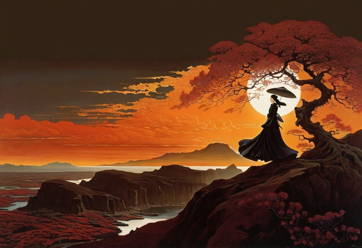 Influential Art Styles Merged in a Vibrant, Organic Cyberpun...