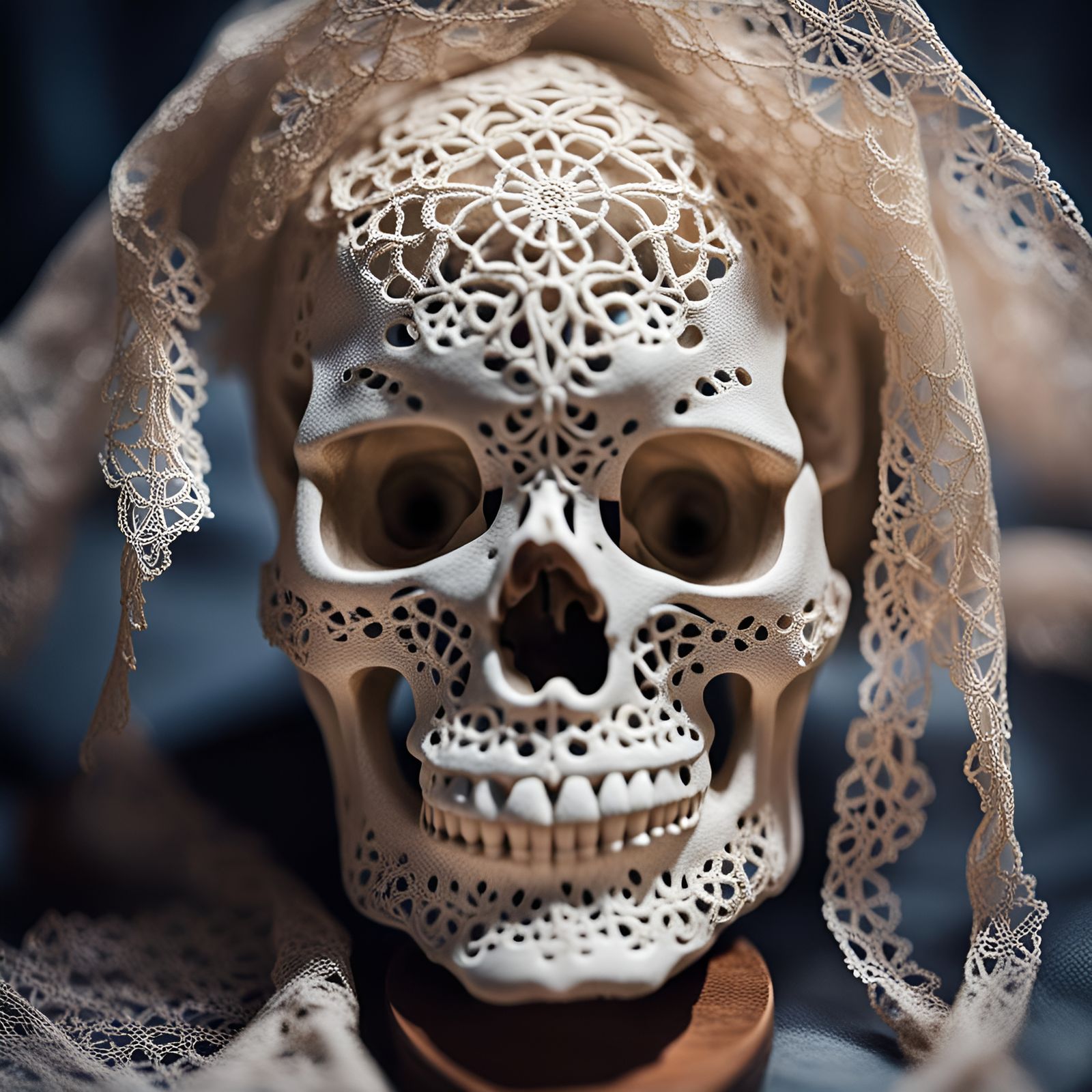 Intricate Lace Skull in Sharp Focus