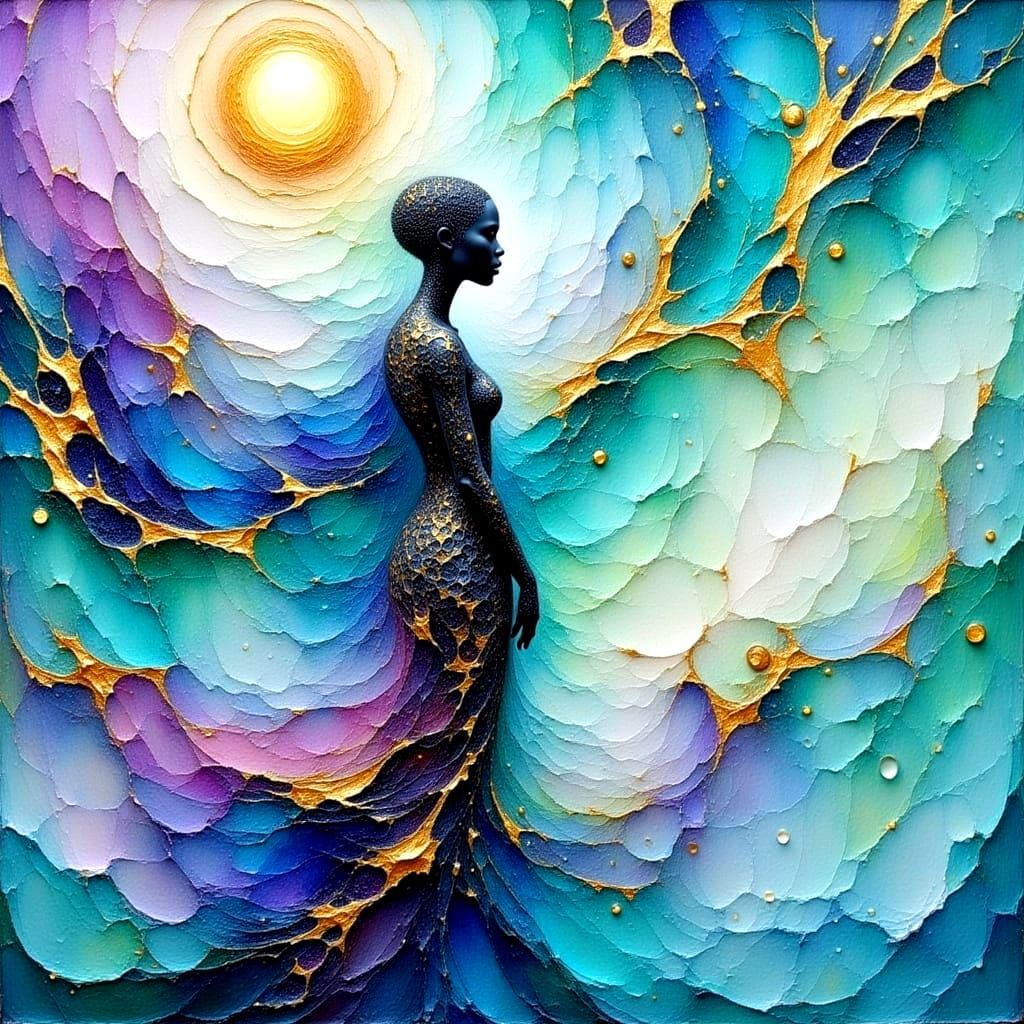 Textured Abstract Painting with Watercolor and Impasto