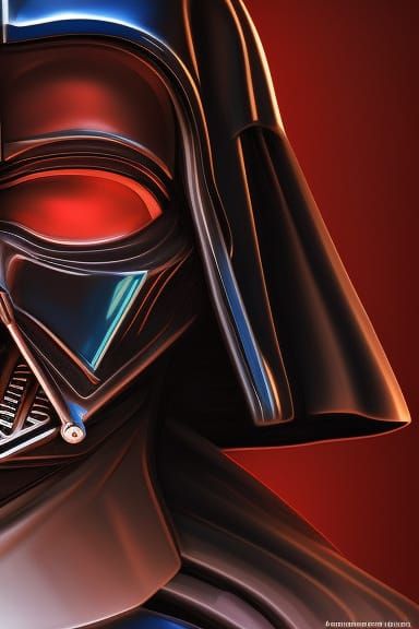 Blue and White Darth Vader Portrait in Art Nouveau Style