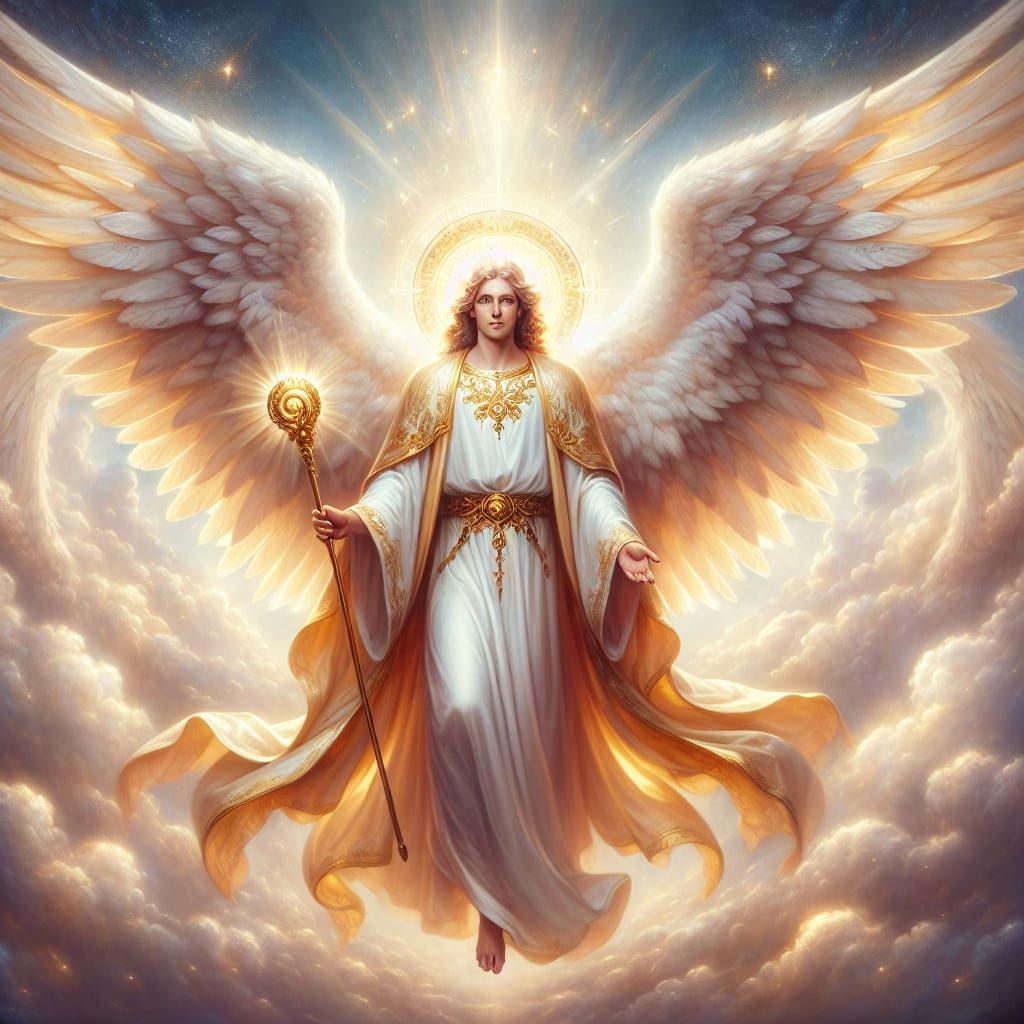 Majestic Archangel Sariel Offers Guidance with Warm, Golden....