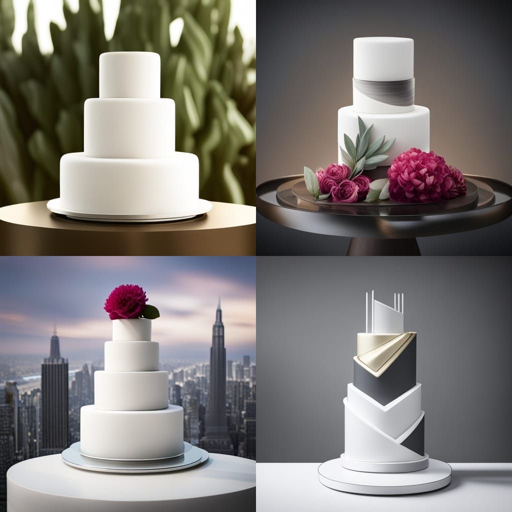 Minimalist Wedding Cake in Photo-Realistic Style