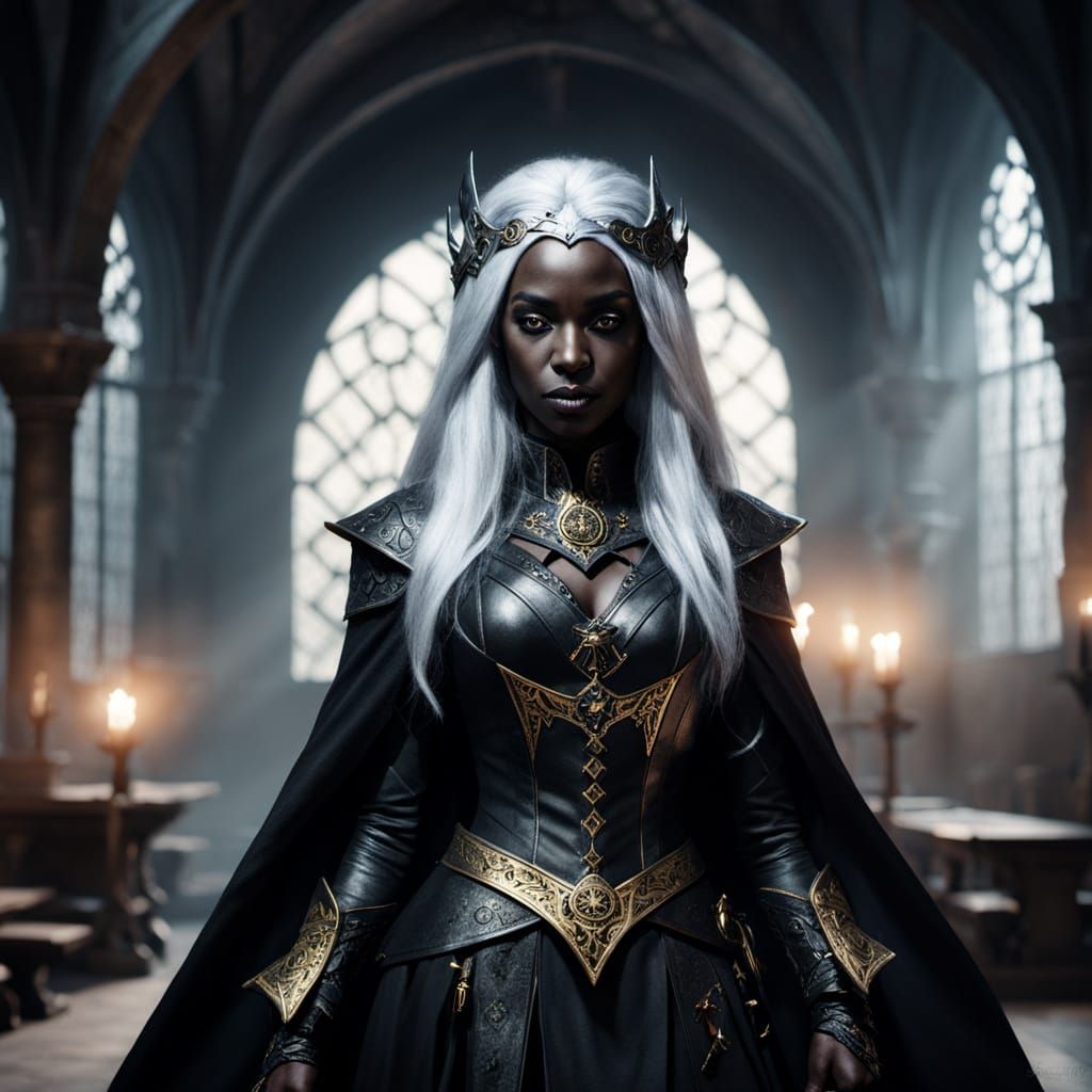 Drow Wizard in Dark Fantasy Film Noir Style