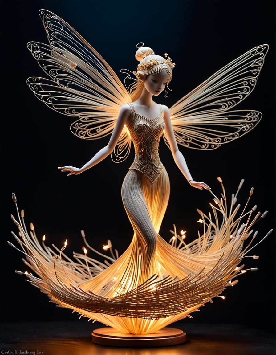 A fairy made entirely from an arrangement of matchsticks