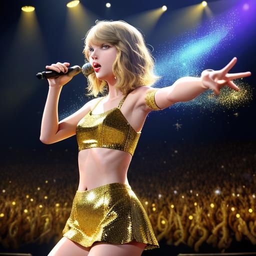 Singer Covered in Gold Performing On Stage