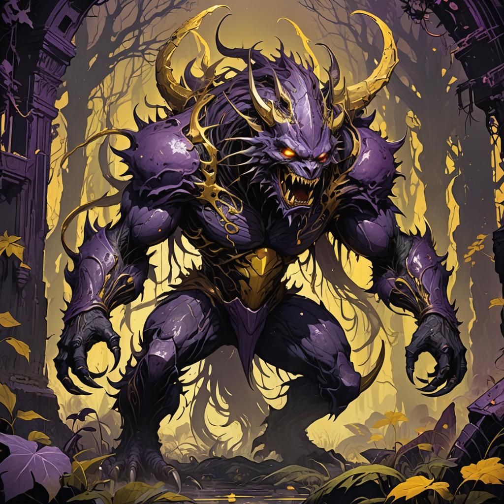 Terrifying Monster Concept Art in Art Nouveau Style