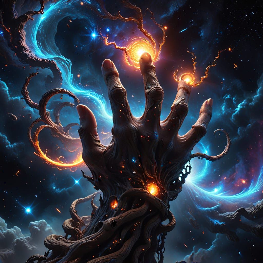 Ancient Hand Reaches from Cosmic Galaxy with Rings of Stardu...