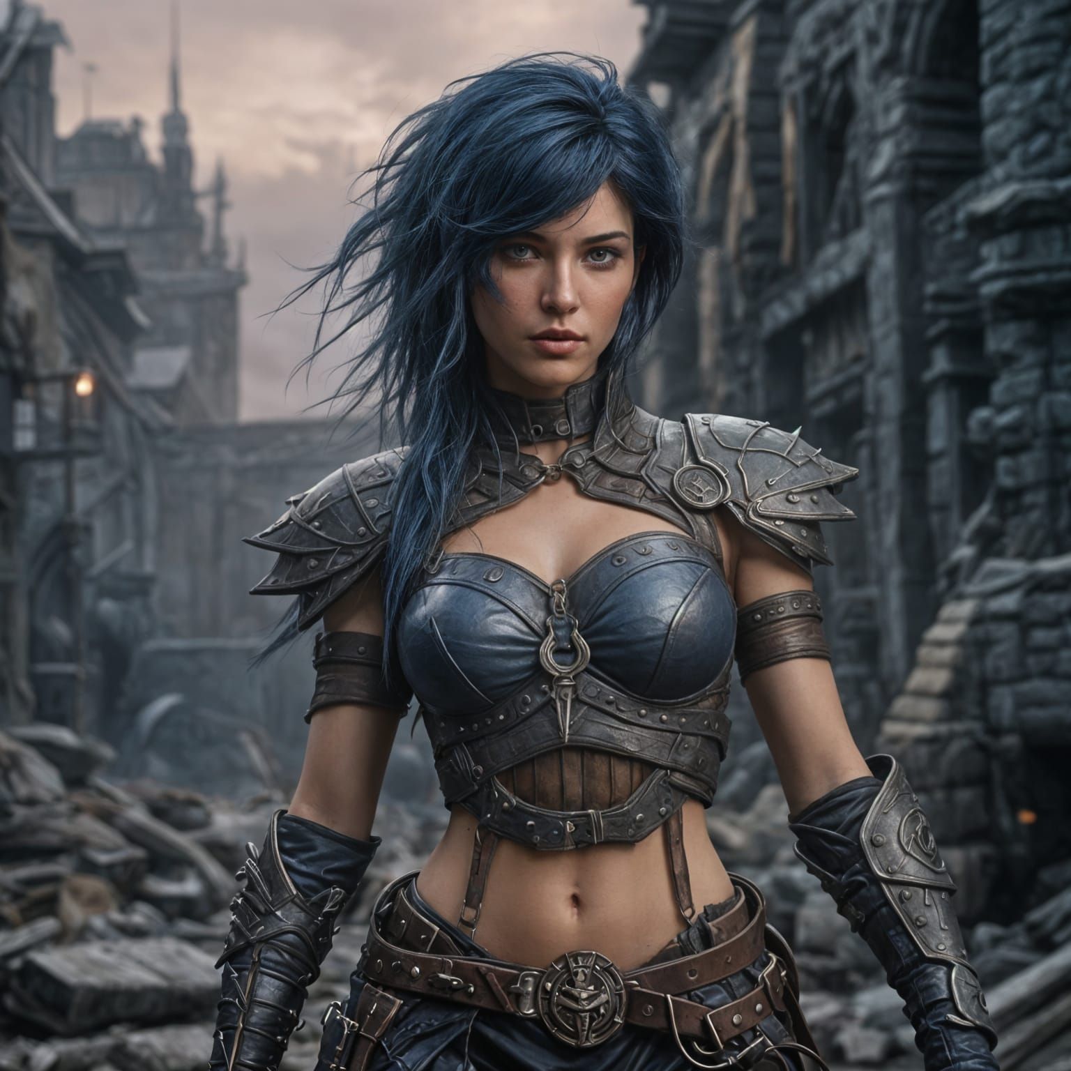 Cyberpunk Barbarian in Medieval Times, Dark Fantasy Art