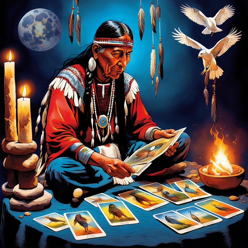 Native American Shaman Reads the Tarot
