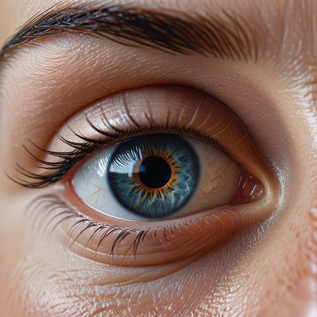 Intimate Photorealistic Portrait of a Single Tear on an Eye