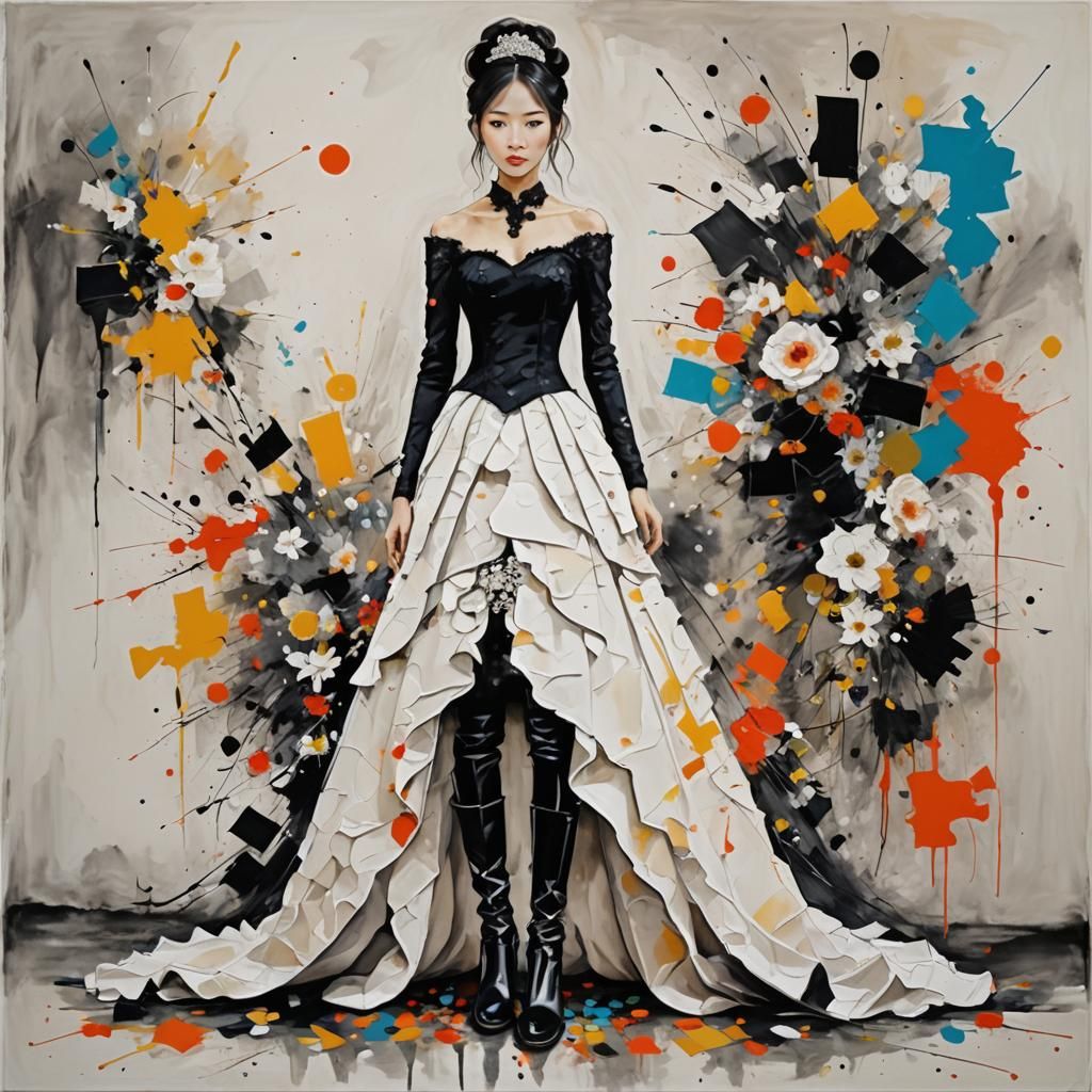 Bride Hartuna Kawaguchi in Abstract Wedding Art