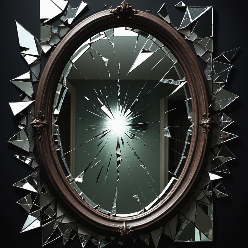 Shattered Mirror Superstition: A Dark Fantasy Image