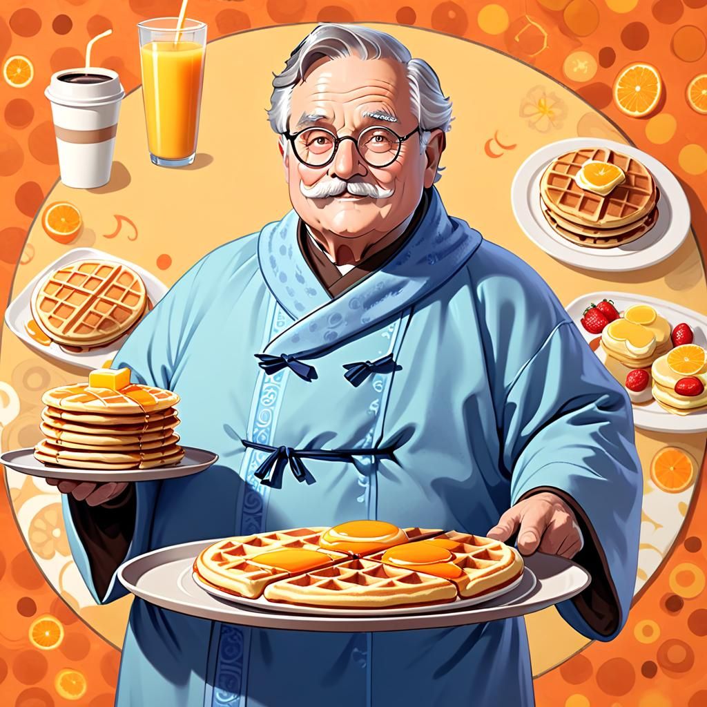 Chubby Old Man's Breakfast Feast