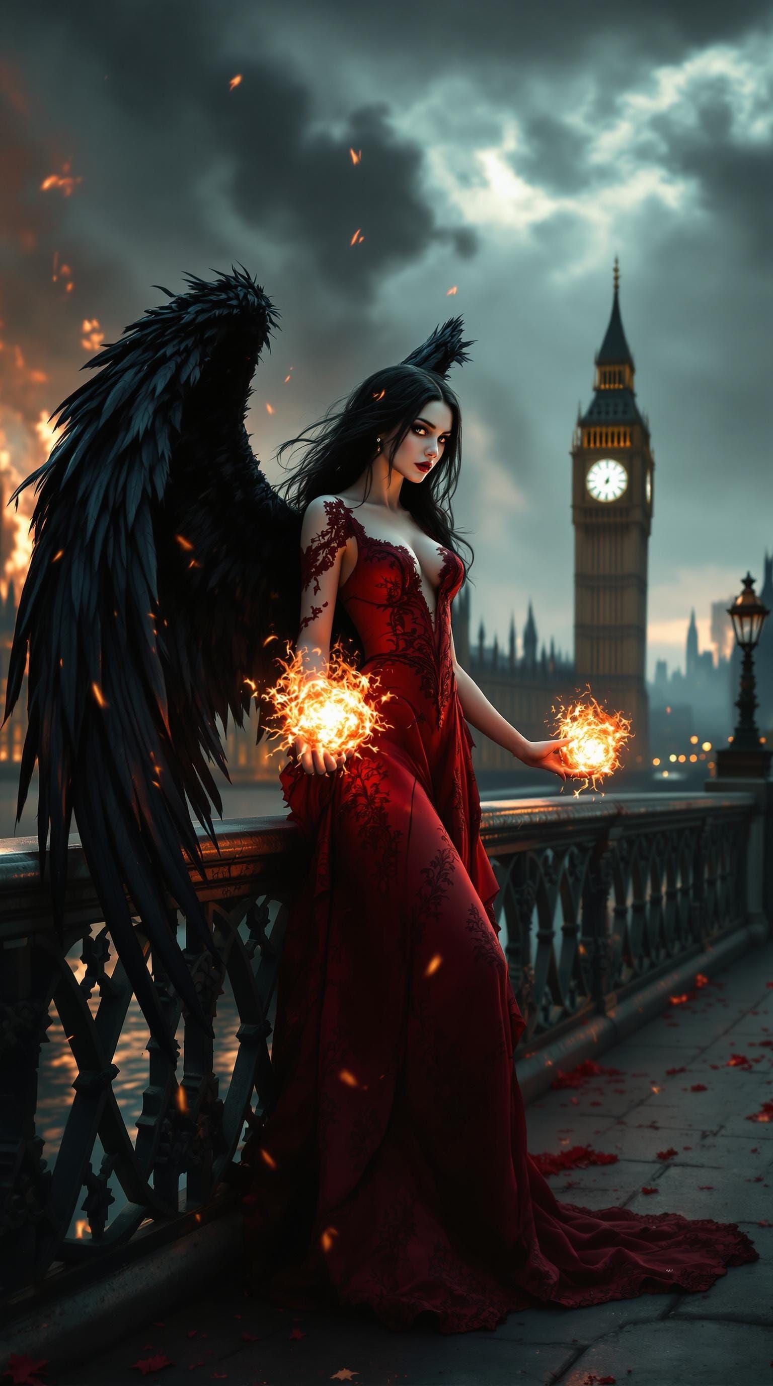 Gothic Fallen Angel in Apocalyptic London
