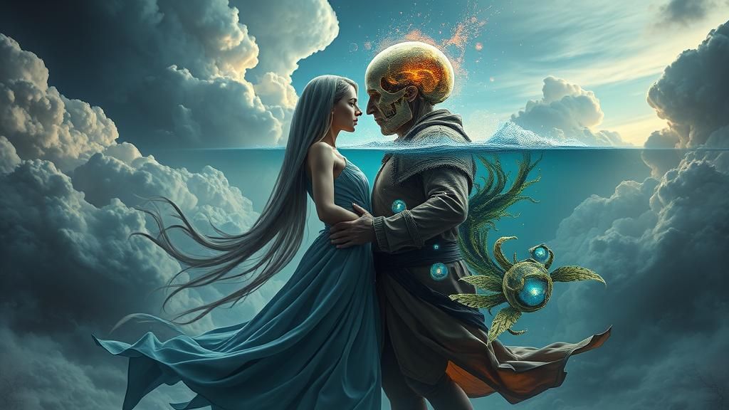 Surreal Symbiotic Dance in Dreamlike Realm