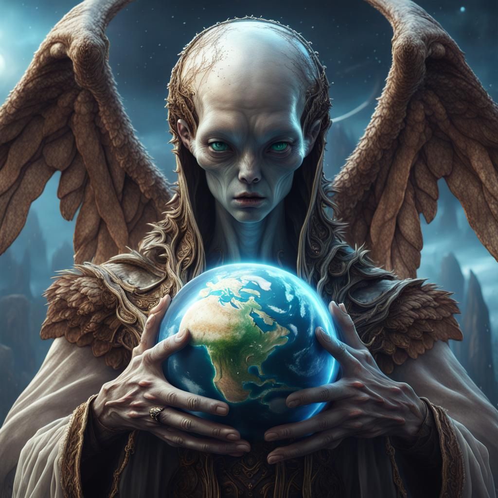 Angelic Alien's Lament: Holding Earth