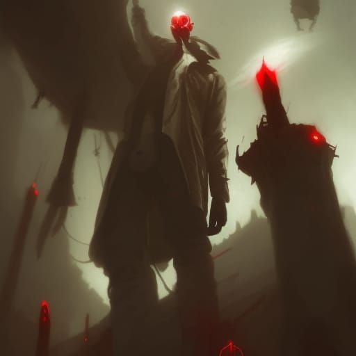 Sinister Red Eyes Gang in Fantasy Art Style