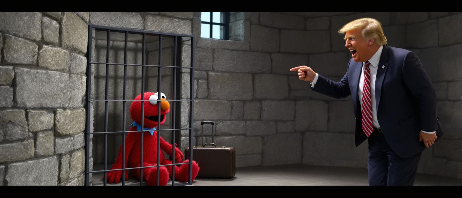 Elmo's Unlikely Incarceration in a Satirical Prison Scene