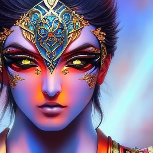 Hyperrealistic Third Eye Portrait in Splash Art Style