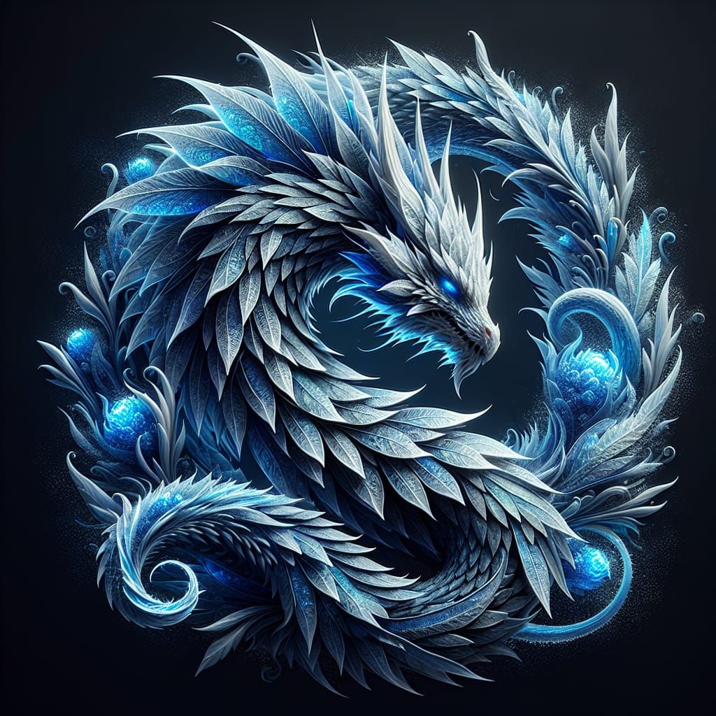 Frozen Dragon: A Bioluminescent Fantasy Art Creation