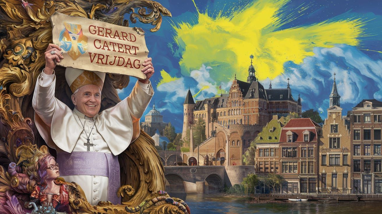 Pope in Fantastical Cityscape, Matte Painting