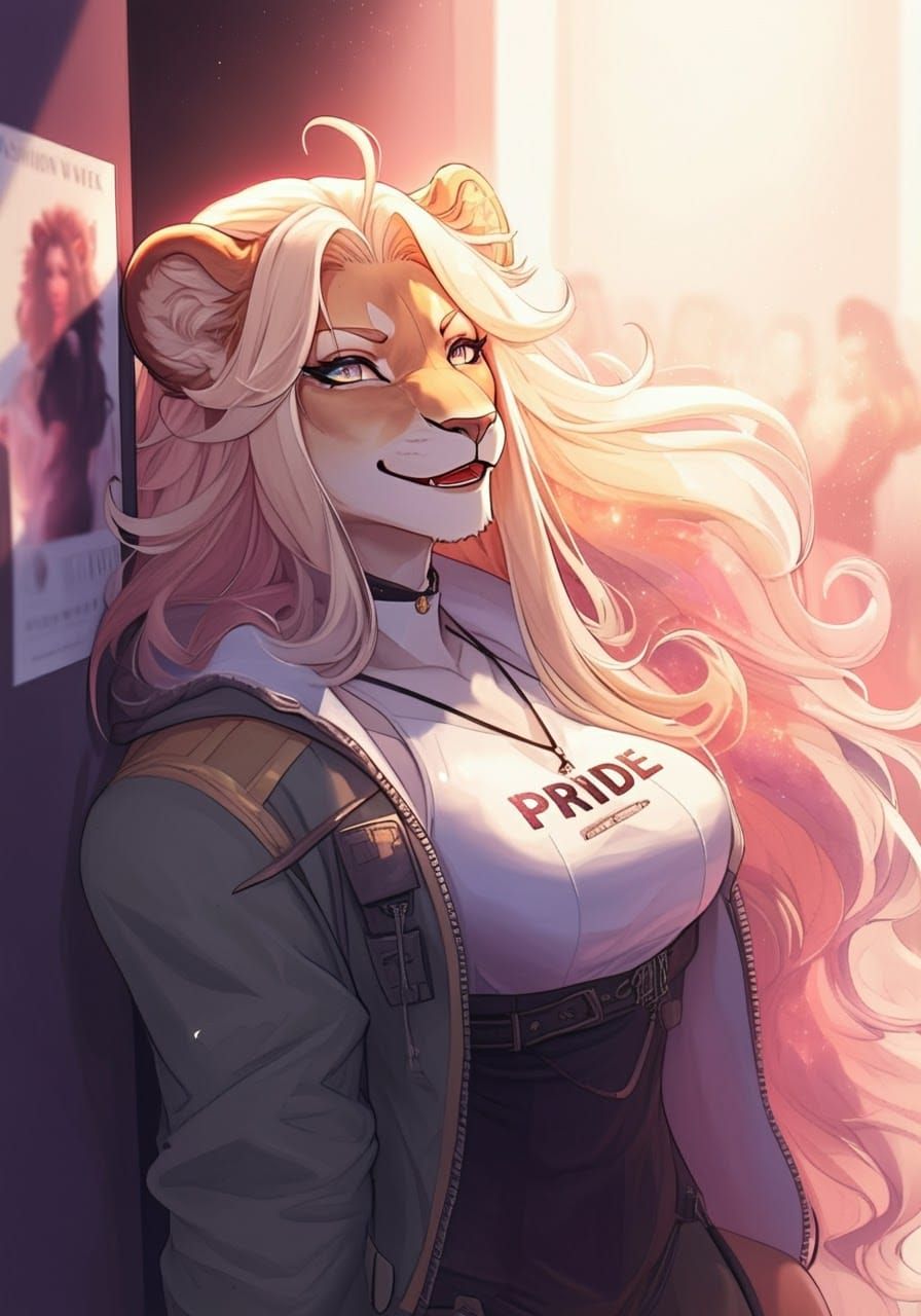 Lioness Supermodel at Fashion Week in Anime Style