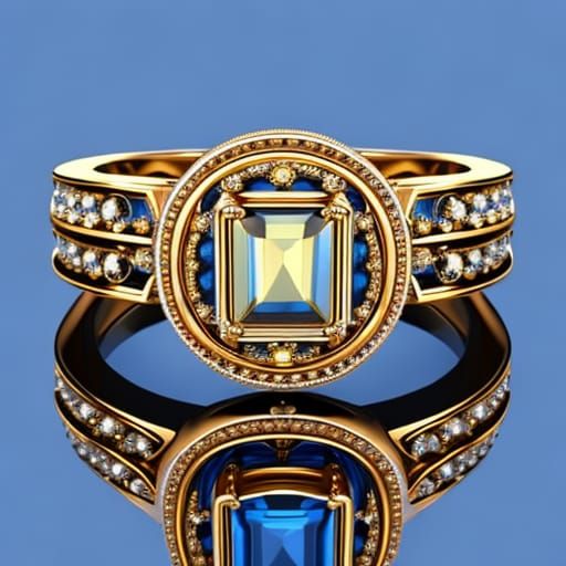 Gold Topaz Ring with Diamond Halo, Dreamy Fantasy