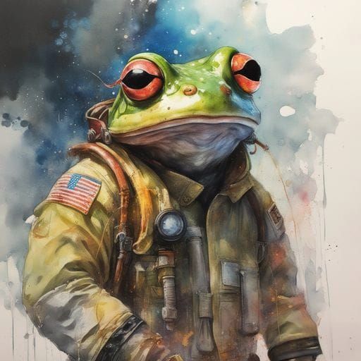Frog as Firefighter Illustration