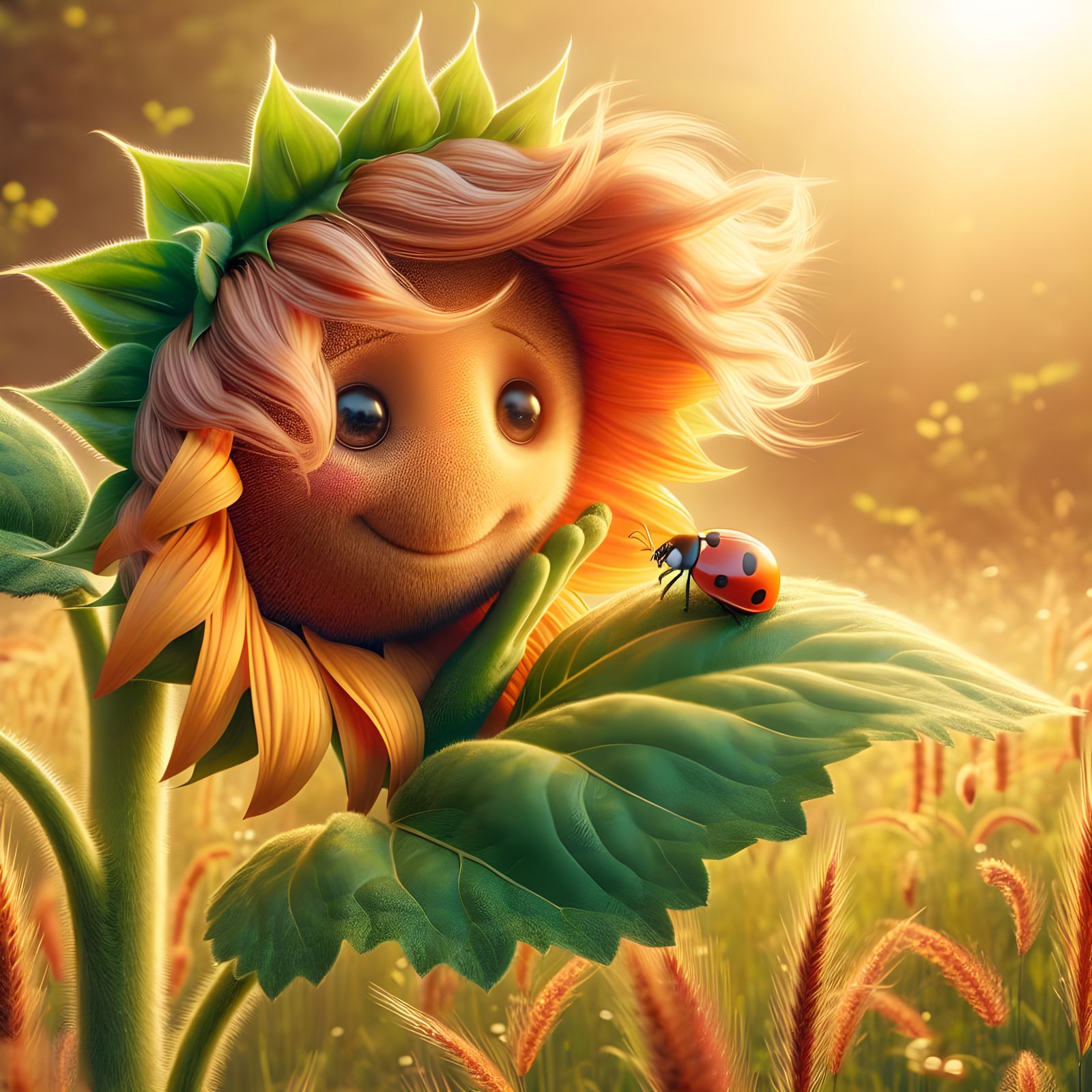 Sunflower Guardian in Vibrant Digital Art