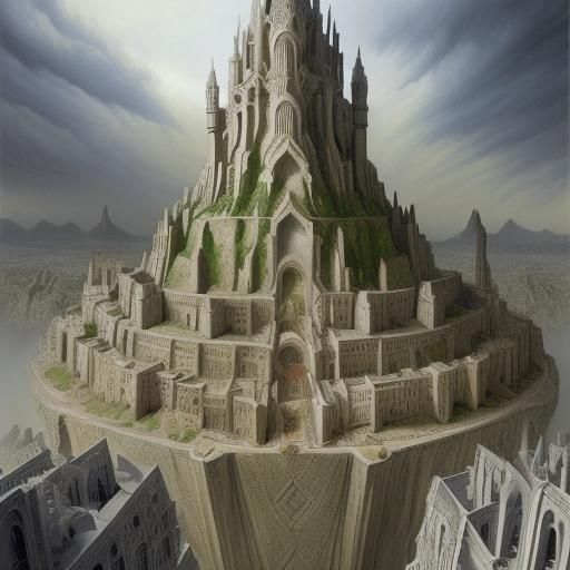 Minas Tirith Cake City: Escher Illusion in Digital Painting