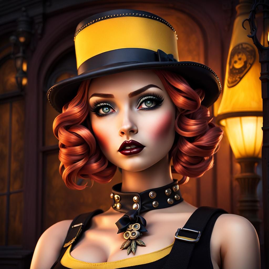 Punk Rock Pinup in Dark Victorian Style