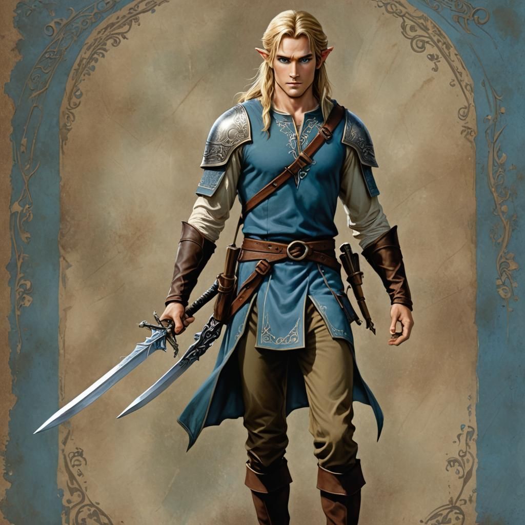 Fantasy Art: Link with Master Sword, Detailed Matte Painting