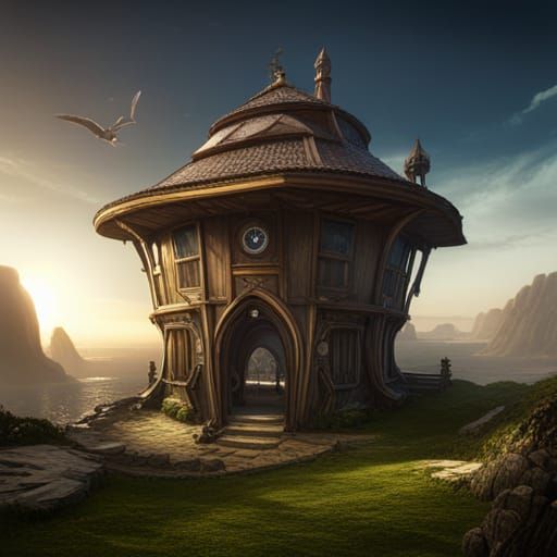 Egg-Shaped House in Dark Fantasy Concept Art