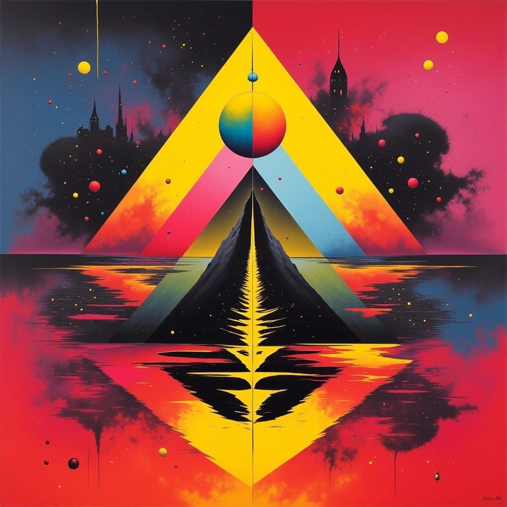 Geometric Triangles in Bauhaus Pop Art Style