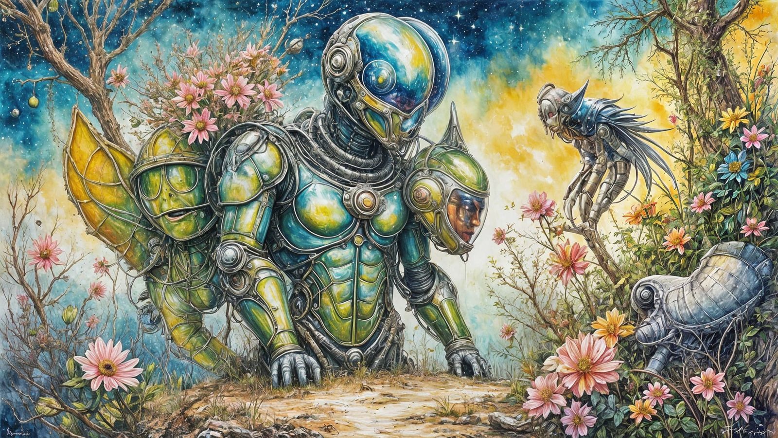 Extraterrestrial First Contact in Surrealist Oil Painting