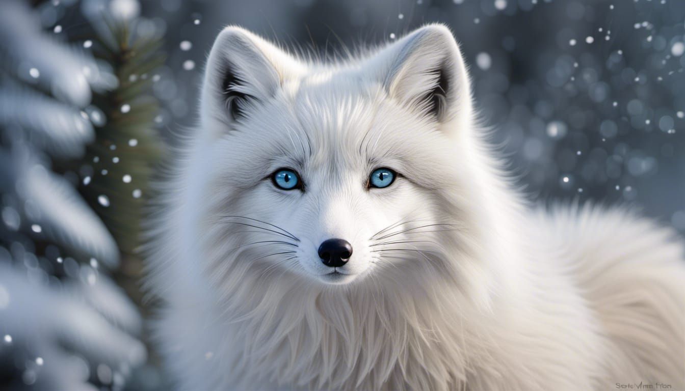 Photorealistic arctic fox with icy blue eyes -1221