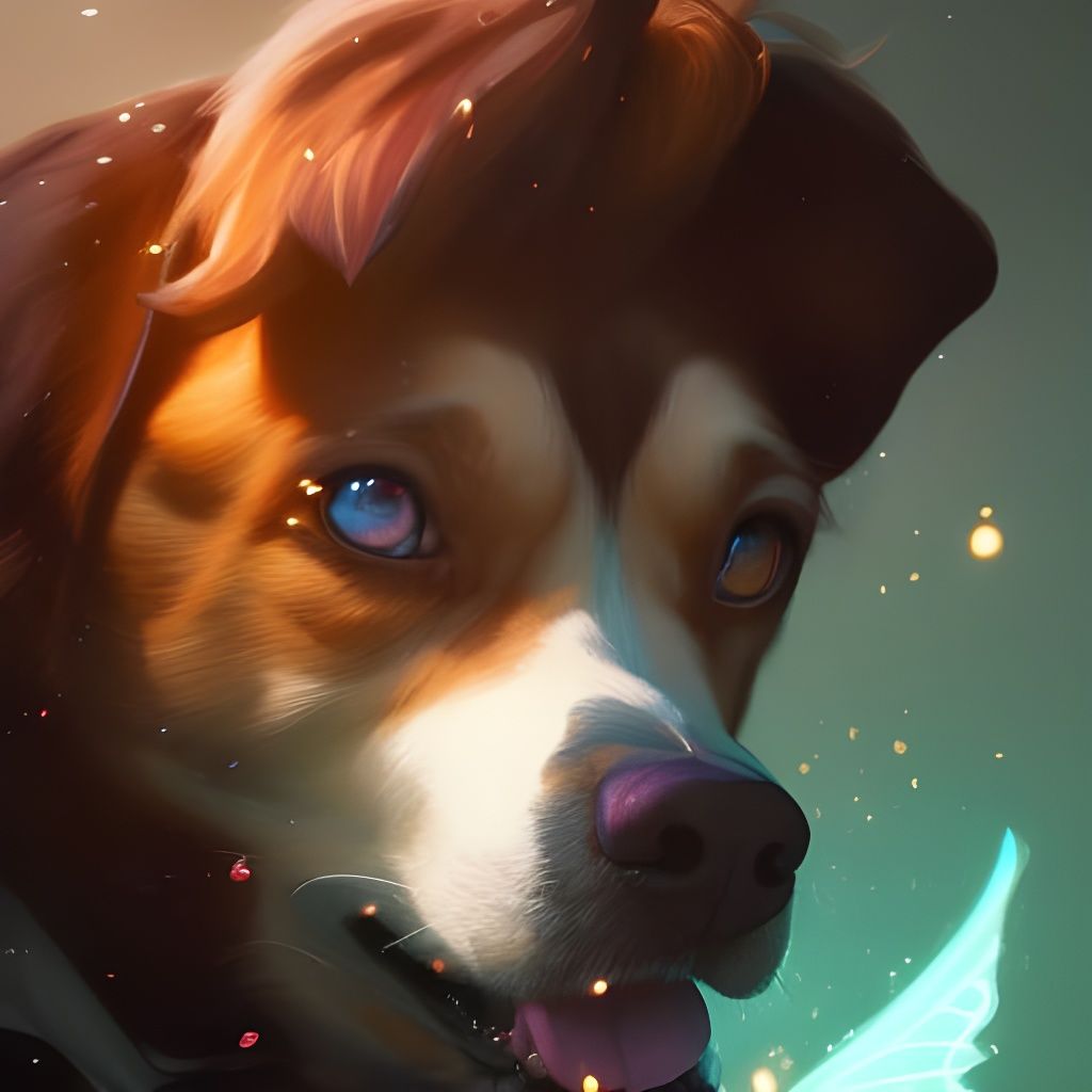 Fairy Dog Portrait in Hyperdetailed Digital Art