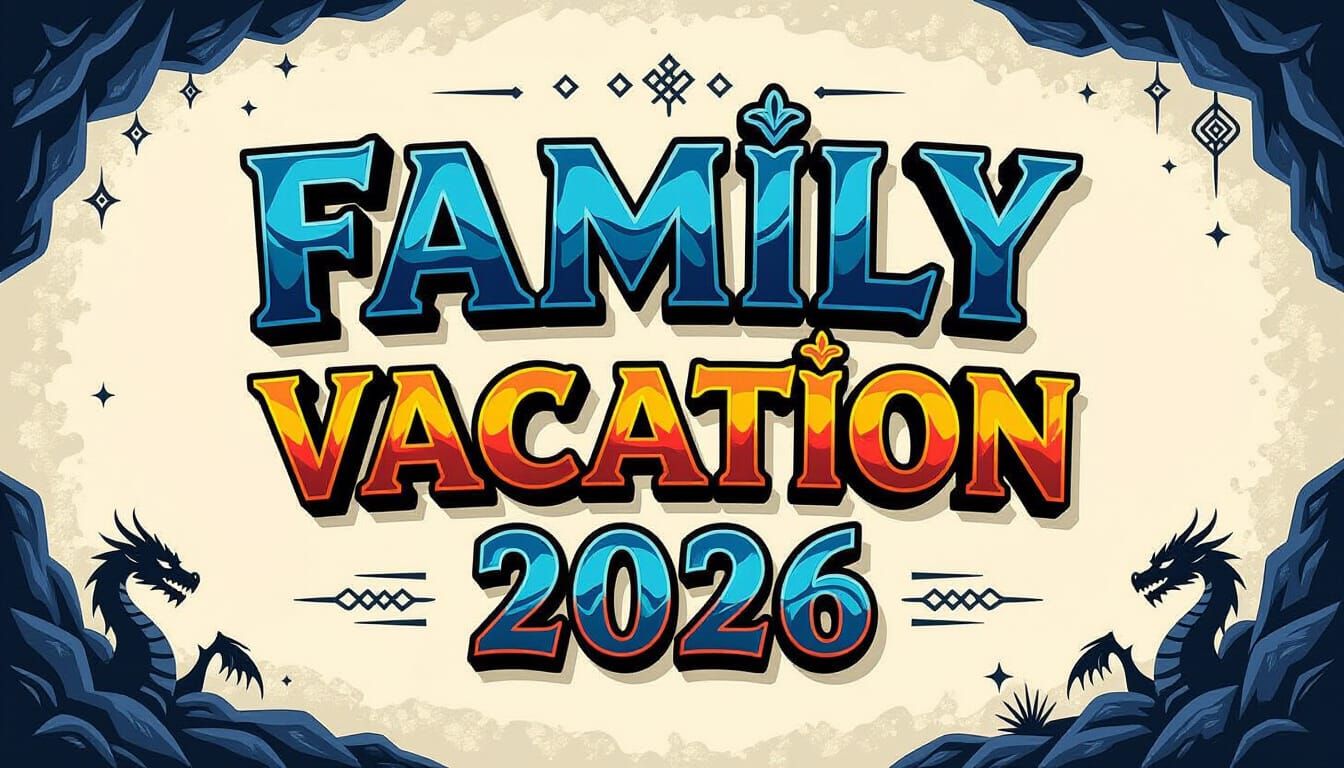 Viking-Style Family Vacation in 3D Sticker Font