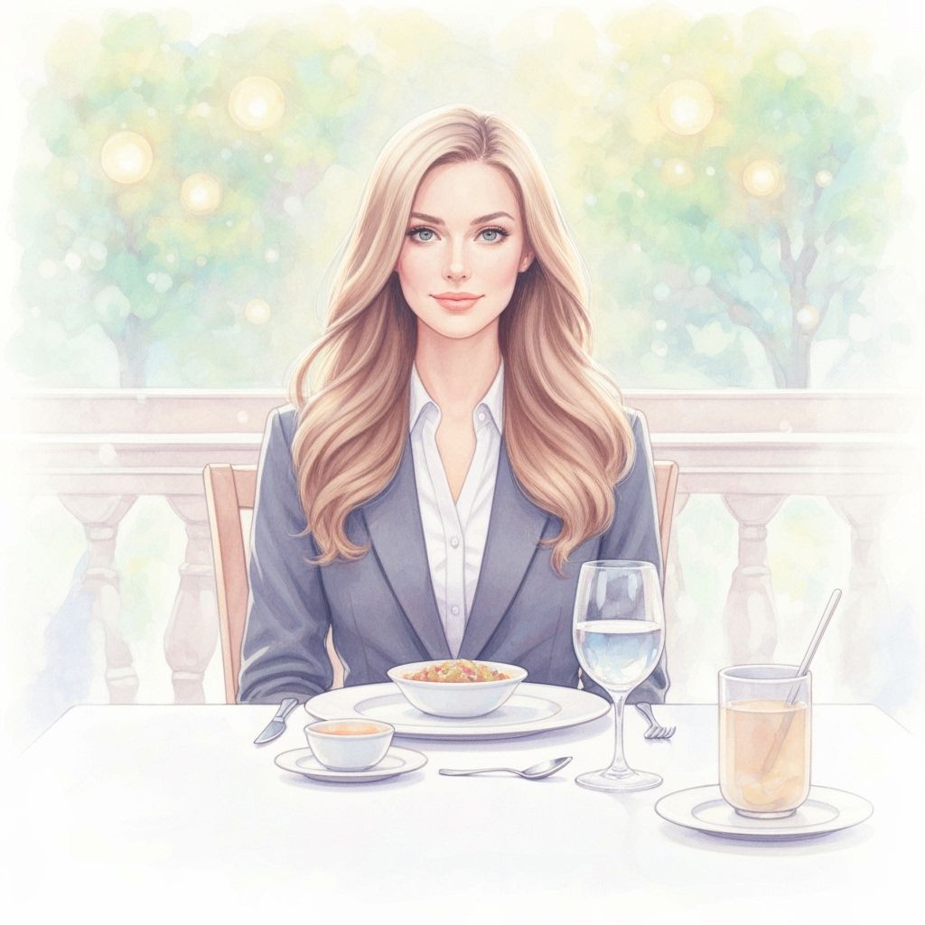 Feminine Woman in Business Suit: Pastel Watercolor Style