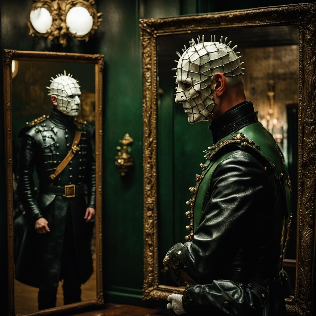 Pinhead and Captain Spencer Reflected in Antique Mirror
