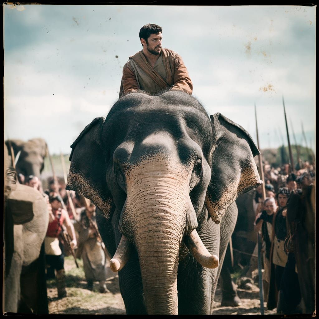 Hannibal Barca Rides War Elephant in Epic Battle Scene