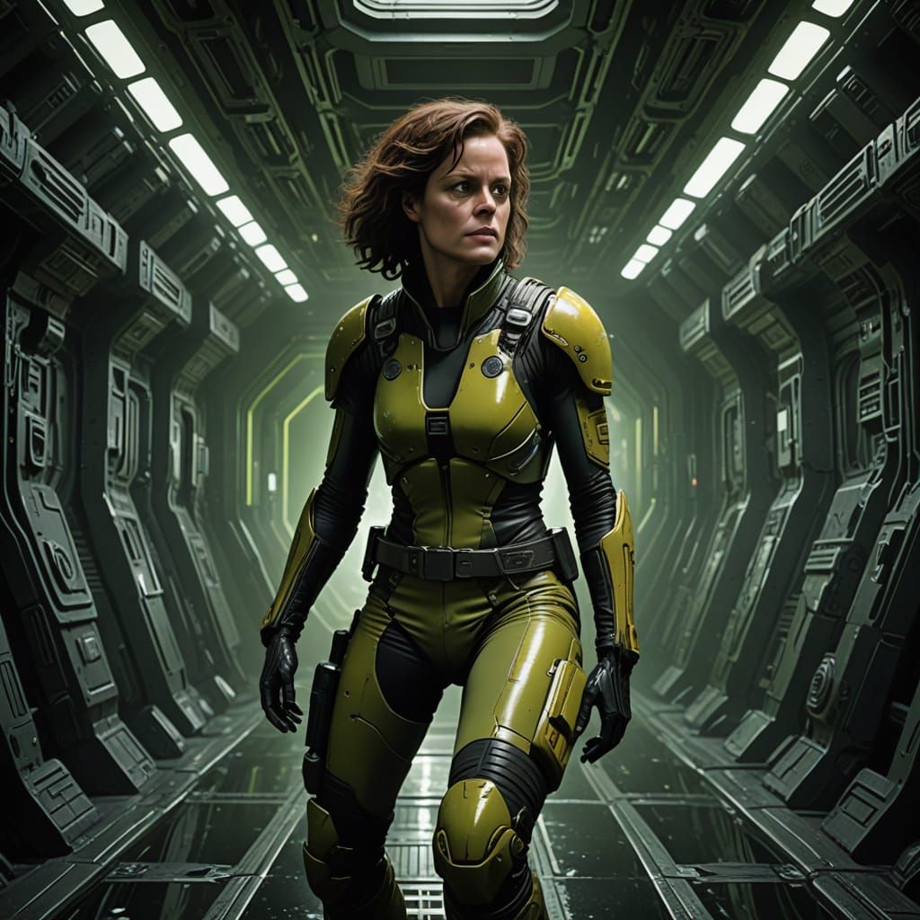 Grizzled Space Charwoman in Derelict Freighter