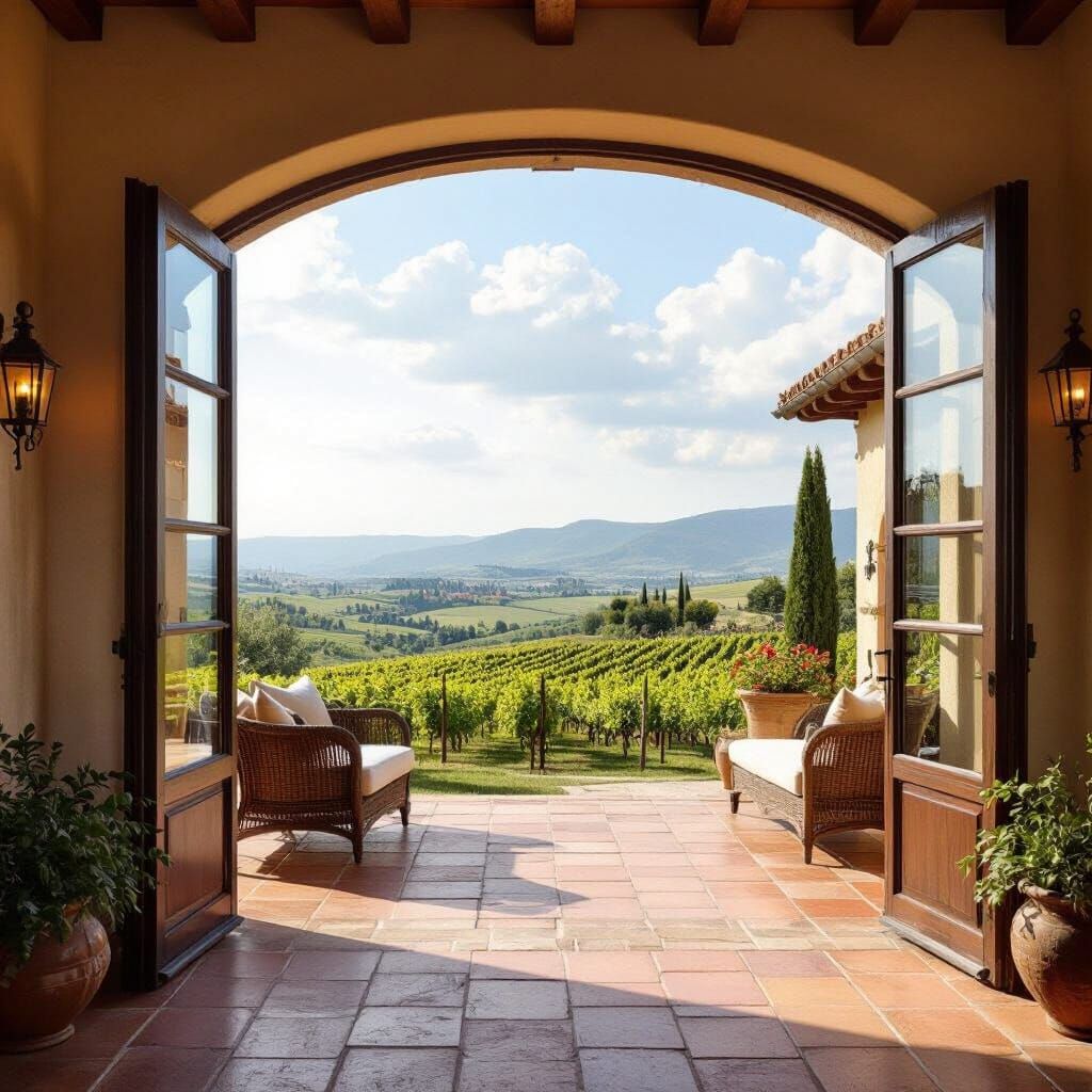 Italian Villa Overlooking Vineyard