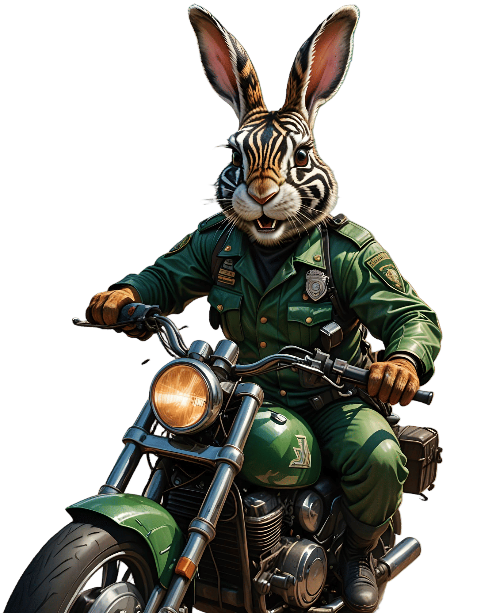 Hyperrealistic Rebel Rabbit in Mid Shot