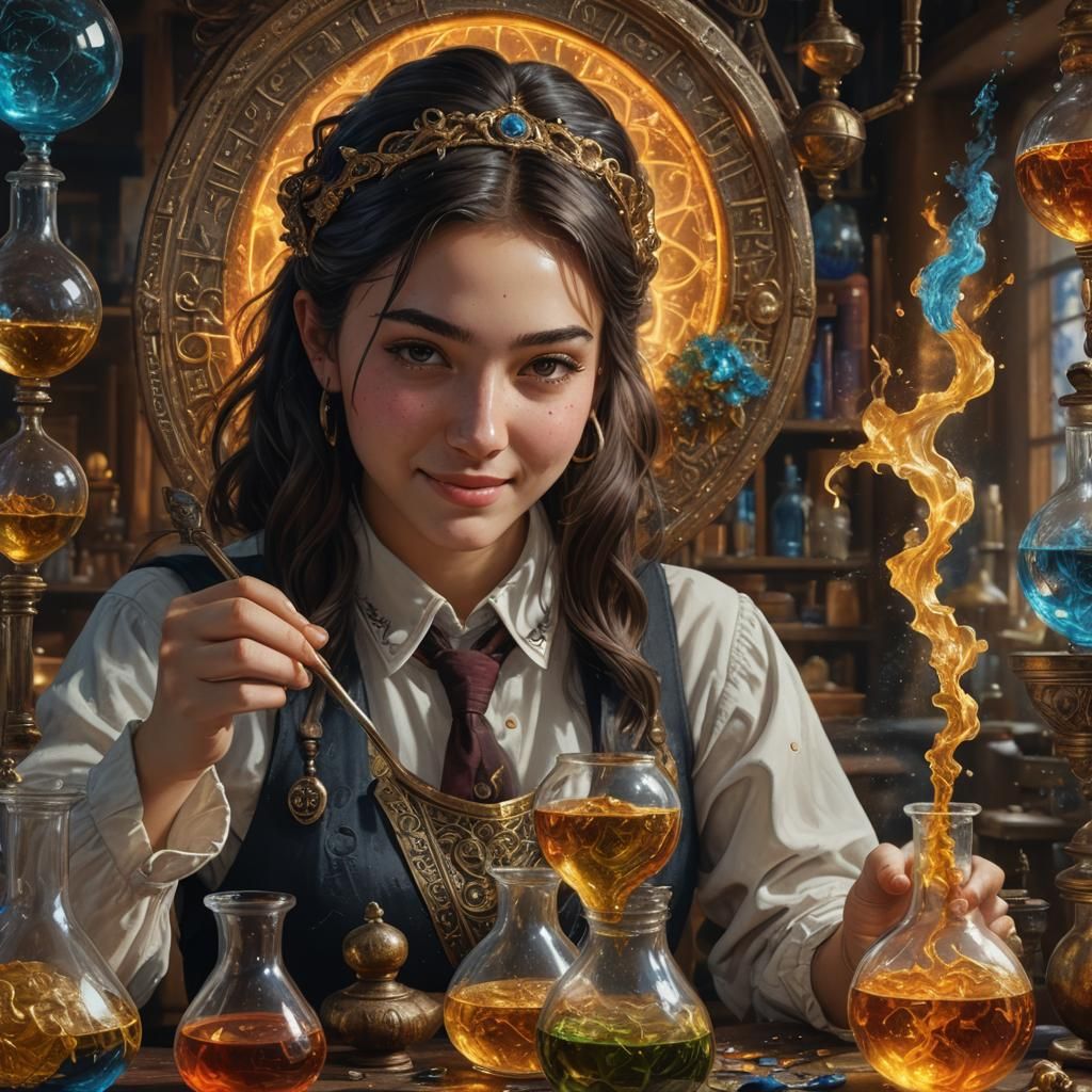Teen Alchemist in Hyperrealistic Detail